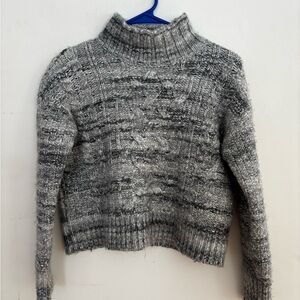 GAP Grey Marled Cable Knit Turtleneck Sweater M Alpaca Blend